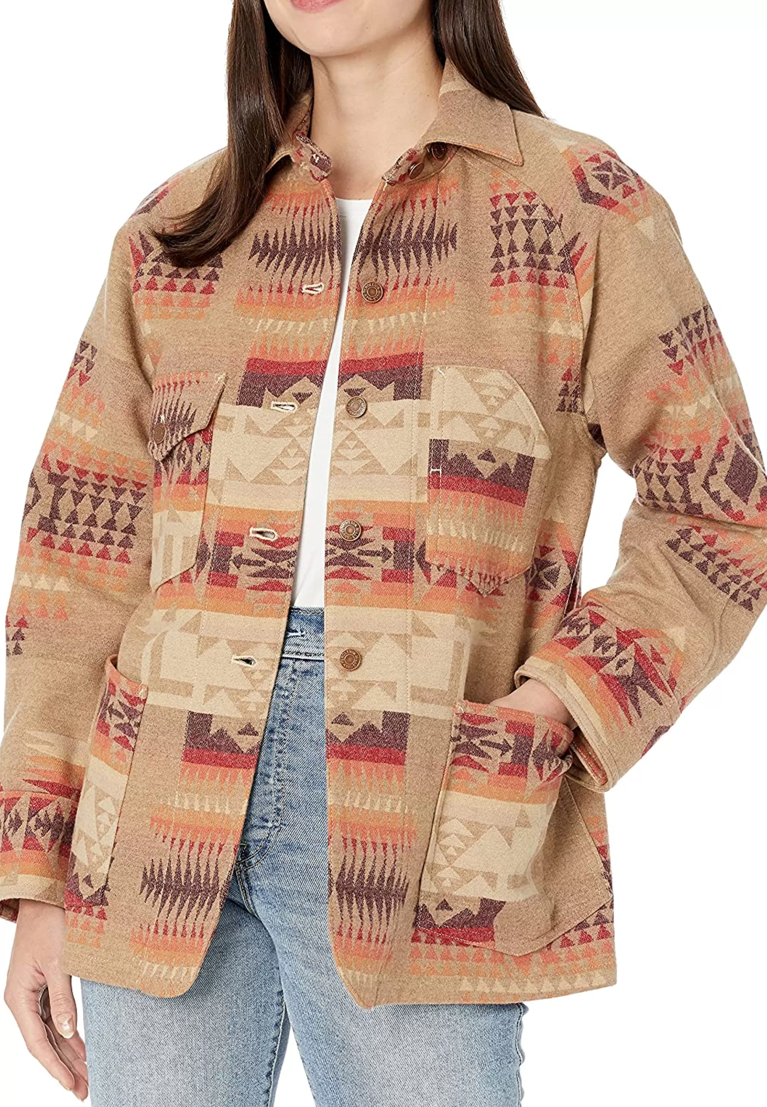 Cheap J. W. Hulme Co Pendleton Vintage Wool Work Jacket Tan Jacquard